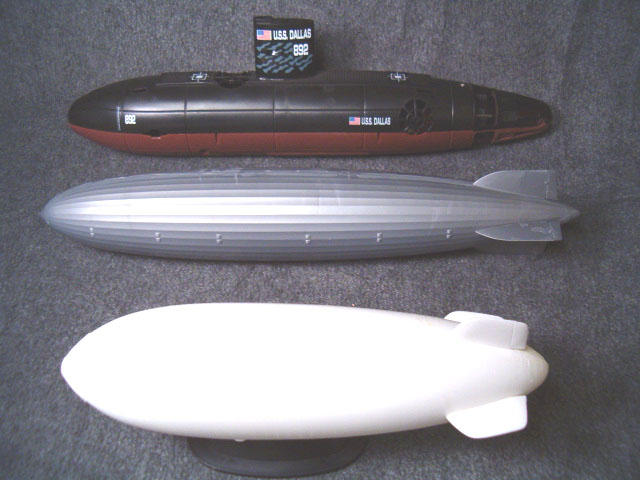 Fluid forms: nuclear sub,zeppelin,and NAVY blimp all share similar form