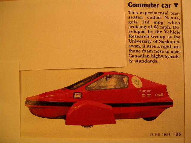 nexus commuter car 113 mpg at 63 mph 1988