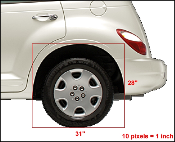 PT Cruiser rear wheel well