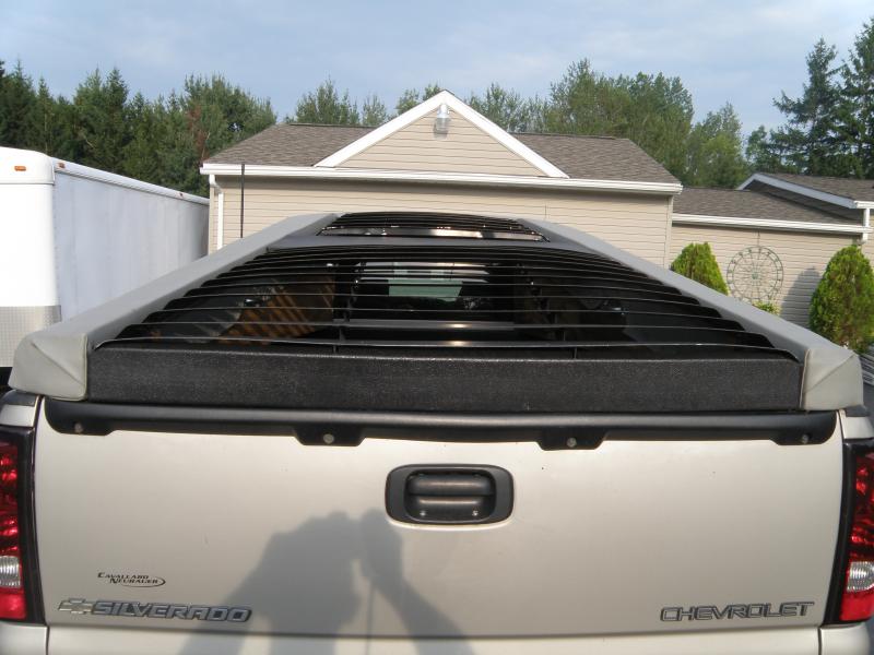 Second louver installed on top to replace solid cover and allow more rear vision.