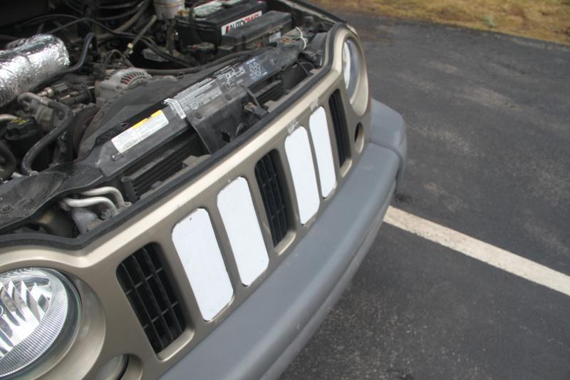 full length of weather stripping shown, along with the grille blocks before i added the other 3 and painted them all black. they're much less conspicuous now.