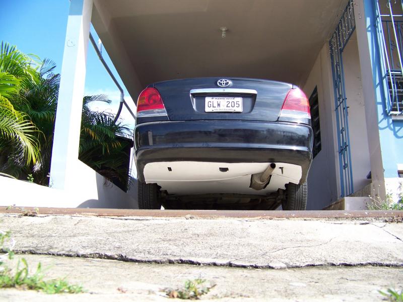 Rear aero mod view from the ground.