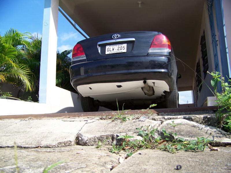 Rear aero mod view from the ground.