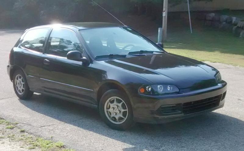 1995 Honda Civic VX.  Purchased in July 2014.  Painted BMW Dark Graphite Metalic.  Removed and filled Honda Emblems. Shaved and filled front license plate mounts on the front bumber.  Installed Warm Air Intake.