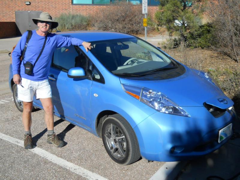 The "new" 2011 Leaf.  Tom gets 4.2 miles per kilowatt-hour which = 150MPG in Btu usage (gas= 125,000 Btu / gallon, electricity = 3,415 Btu / kilowatt hour.  What a solid car!