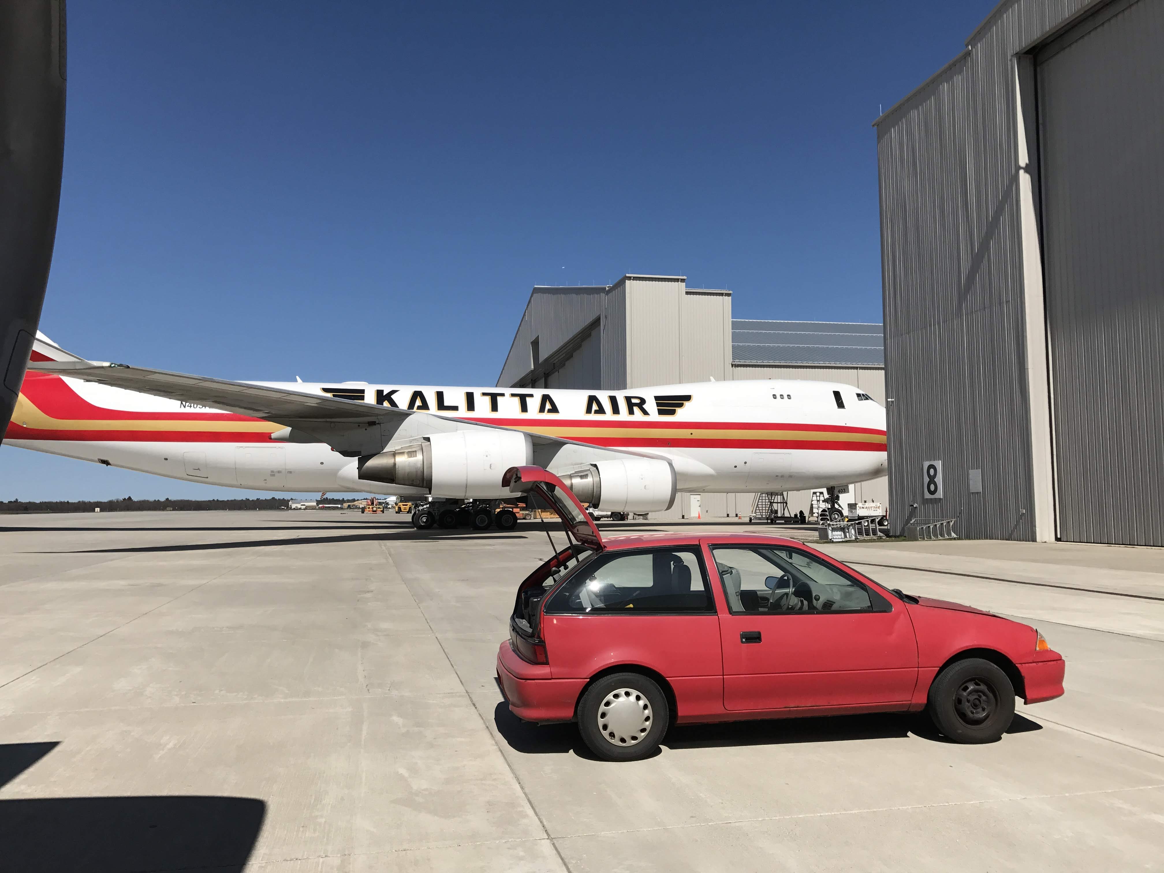 This is where the Metro spends most of its time, when it isn't parked inside the garage at home.  Out on the airport ramp in Oscoda, MI.  Ferrying myself and my equupment around from plane to plane.  :)