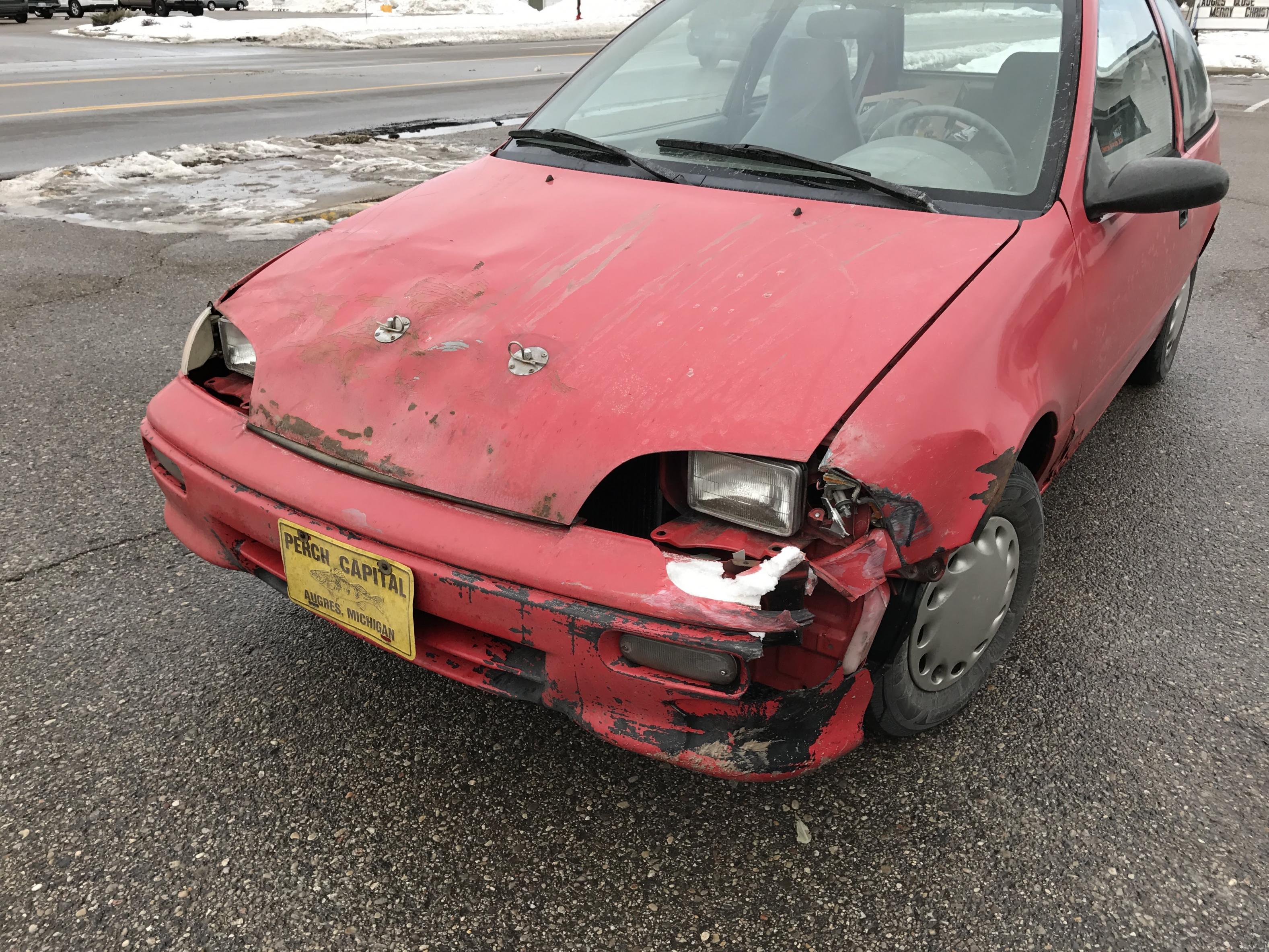 This is from the latest accident.  Christmas Eve 2017, a lady pulled out in front of me.  I aaaaaalmost stopped in time.  But just bashed into her with my left front corner.  rats.