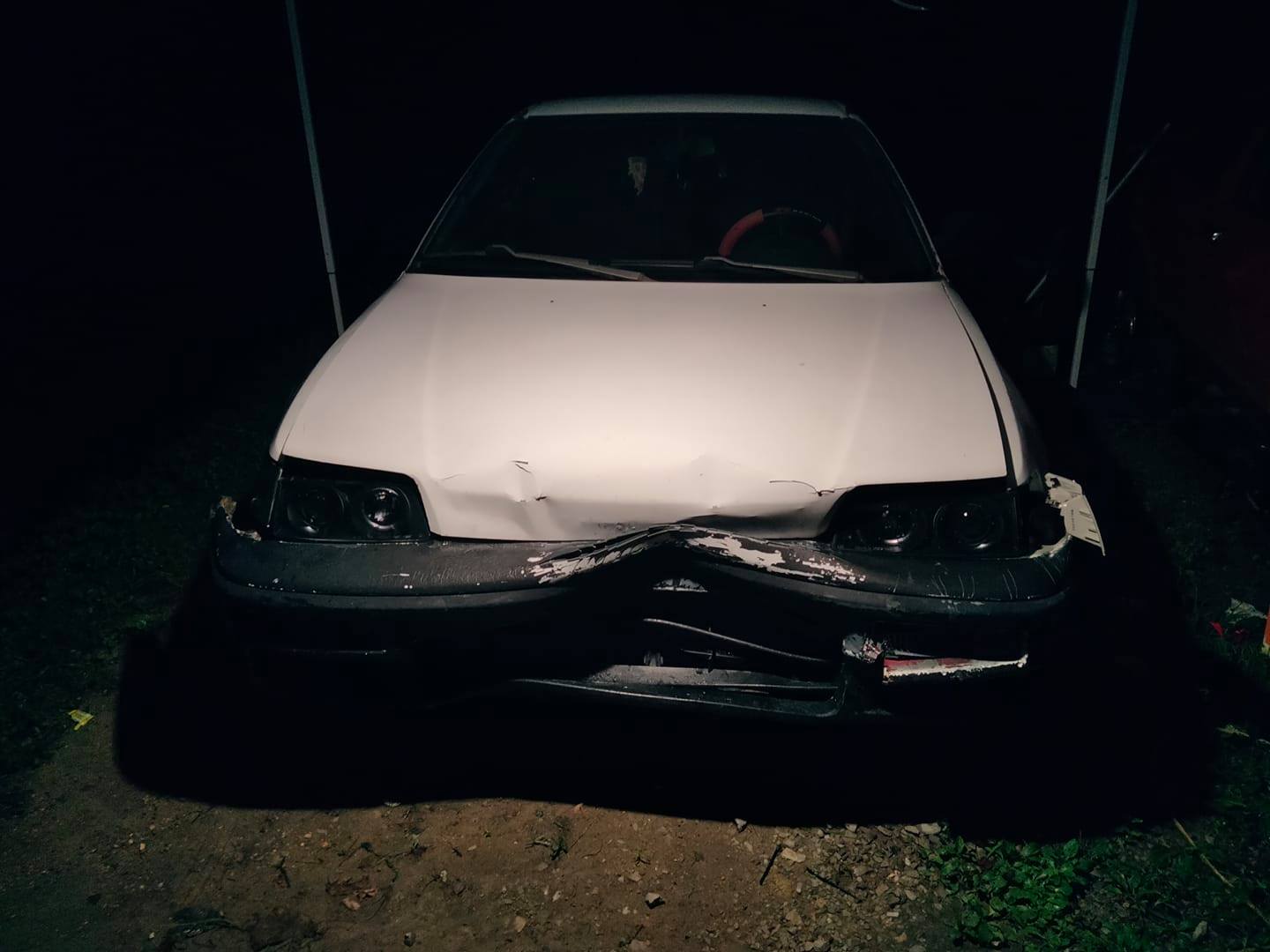 First accident, coyote ran straight into me at night going 60 mph down the highway