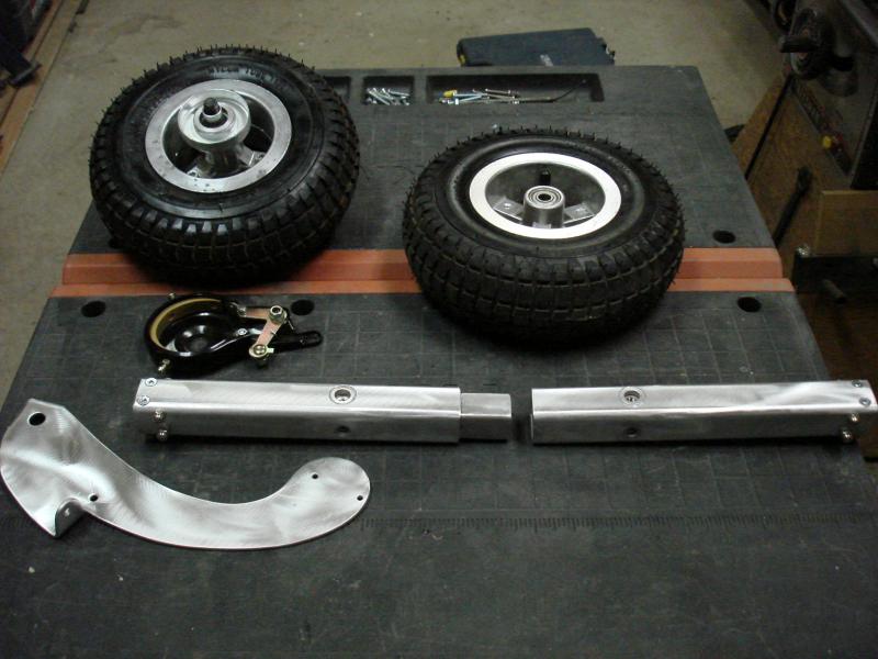 Back axle parts, ready for assembly