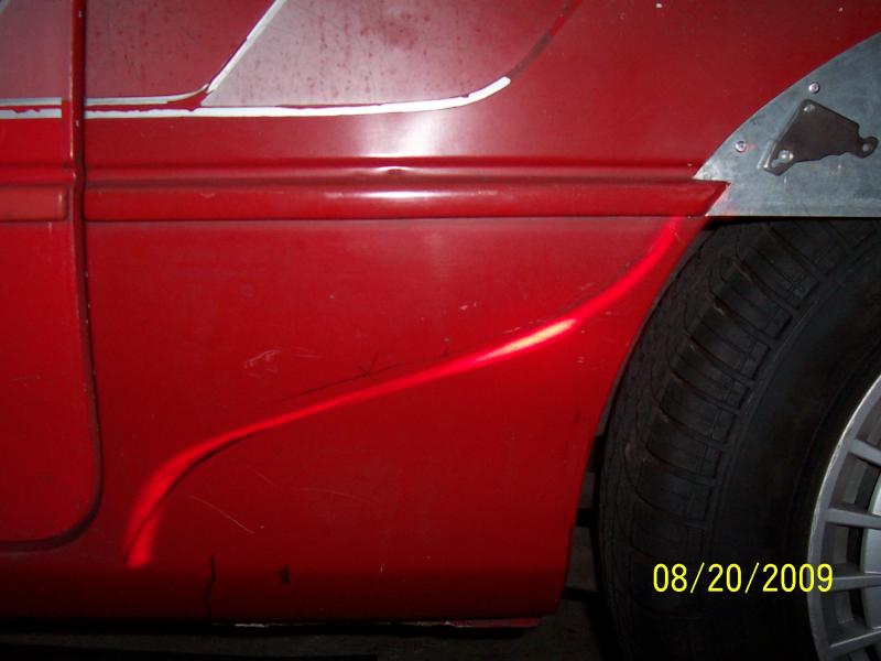 Laser line showing profile for rear wheel skirts.