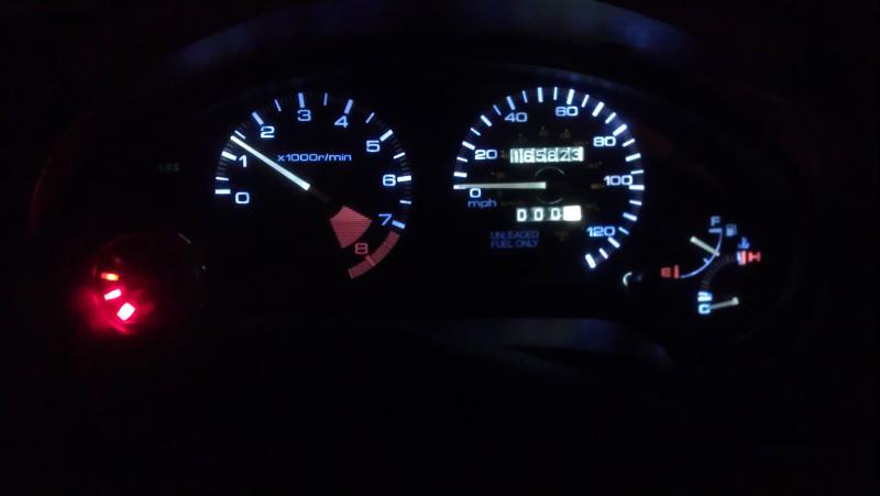 LED Gauge Cluster Lights. I swear they aren't blue in real life.