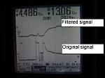 Injector signal. Peak and hold injector. Upper signal is filtered and the lower is original