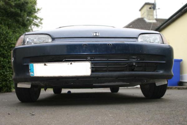 VTEC E civic front view with the licence plate doubling up as a grille block. Its a work in progress.....