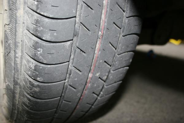 oblique view of tire with 50psi after 105,000km